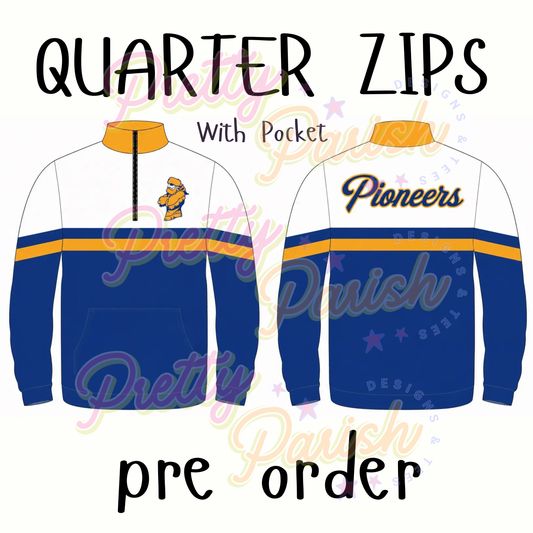 CCA QUARTER ZIP WITH POCKET CURSIVE - PRE ORDER CLOSES 7/11
